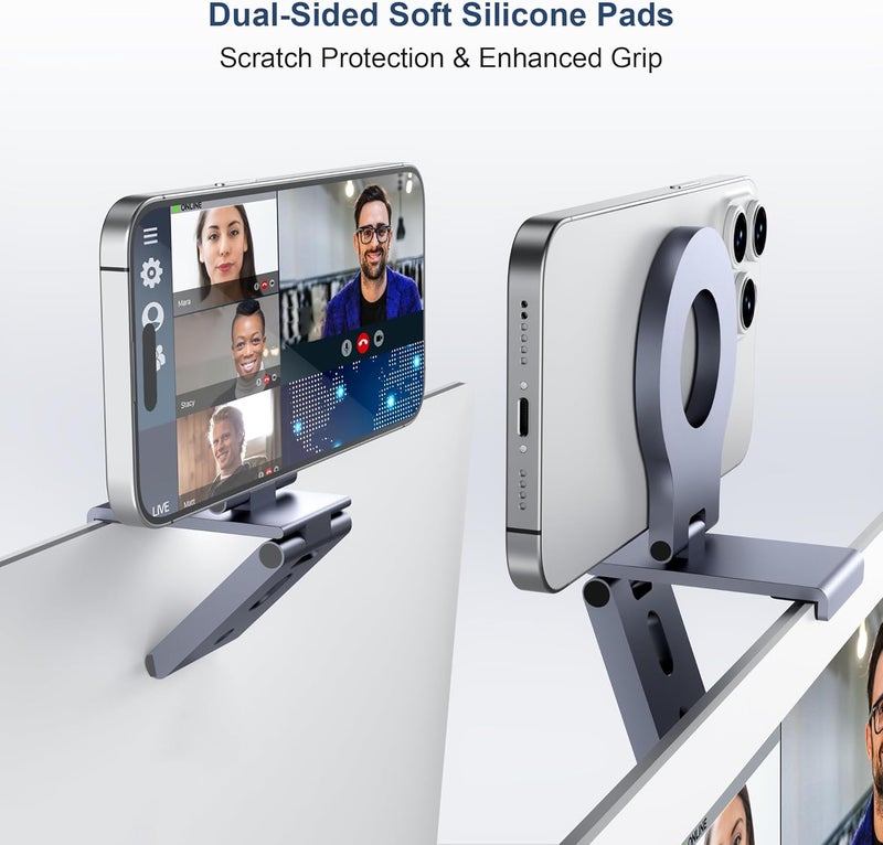 Itramax Continuity Camera Mount for Desktop Monitor&iMac,iPhone Webcam Stand,Magnetic Monitor Mount,Desktop Screen Continuity Holder for MagSafe iPhone 17 Air 16 15 14 13 12 Pro Max,Mac,TV,Laptop - Image 3